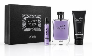 Estuche Rasasi Hawas By Rasasi Hombre EDT 3Pz Perfume 100ml + Perfume Mini 10ml + Gel De Ducha